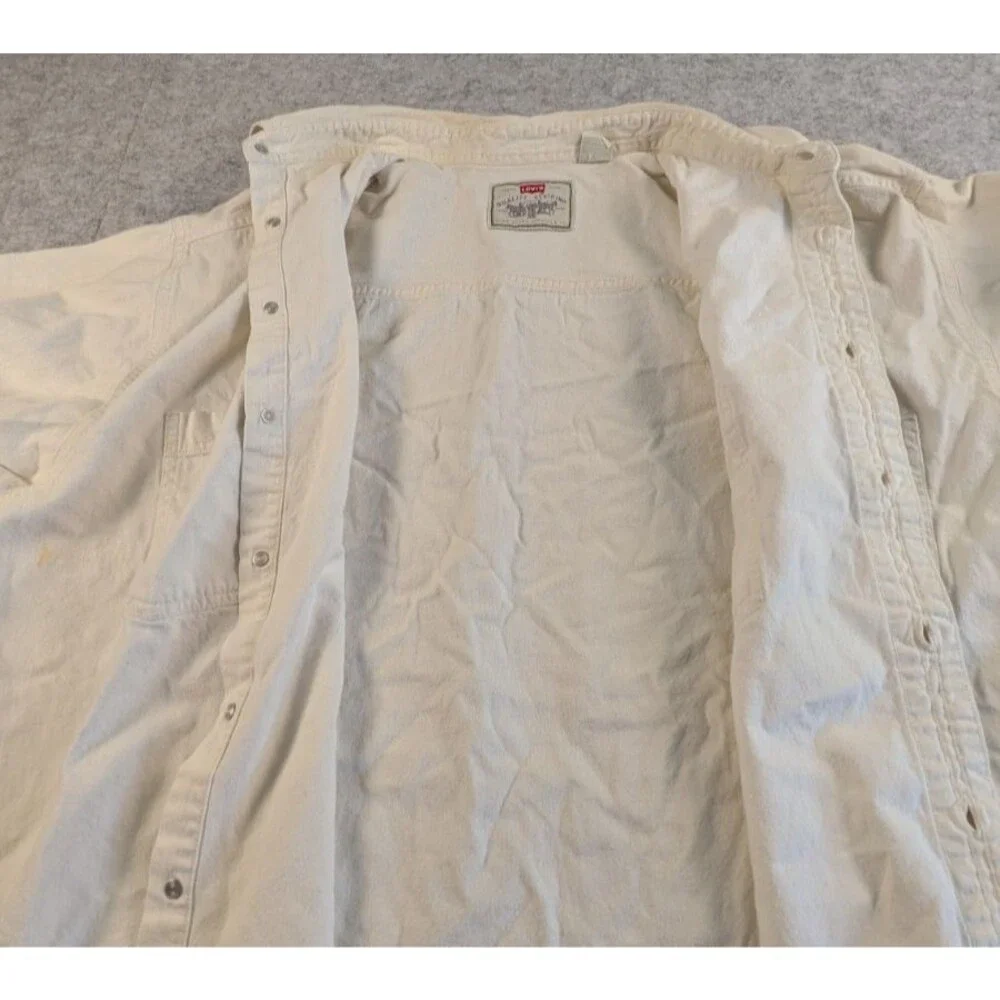 Vintage 1996 Levi's Red Tab Denim Shirt Jacket Shacket Off White Mens XXL